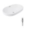 Раковина врезная 610x405x185 мм, White, овальная + Донный клапан Pop-up PU02O