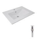 Раковина врезная мебельная 620x460x180 мм, White, прямоугольная + Донный клапан Pop-up PU02O