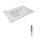 Раковина врезная мебельная 720x460x180 мм, White, прямоугольная + Донный клапан Pop-up PU02O