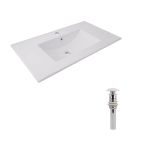 Раковина врезная мебельная 820x460x180 мм, White, прямоугольная + Донный клапан Pop-up PU02O