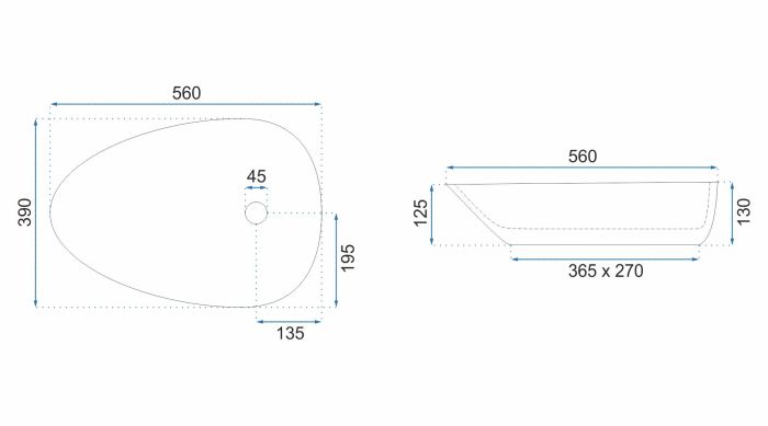 Умивальник REA GRETA 55 WHITE білий накладний