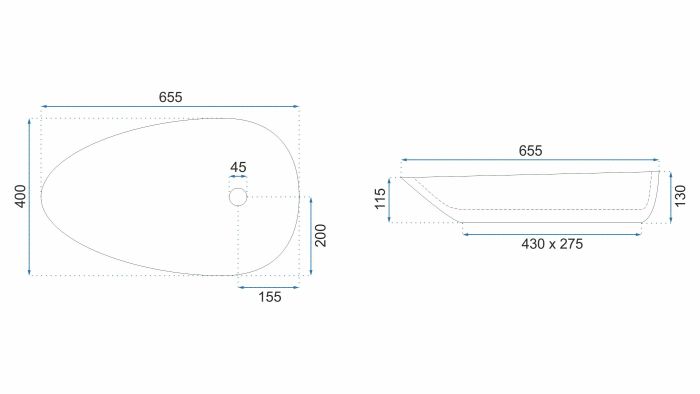 Умивальник REA GRETA 65 WHITE білий накладний
