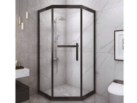 Душевая кабина 100*100 б/п, проф.черн.мат, стекло прозр.(8мм),раздв.внутрь