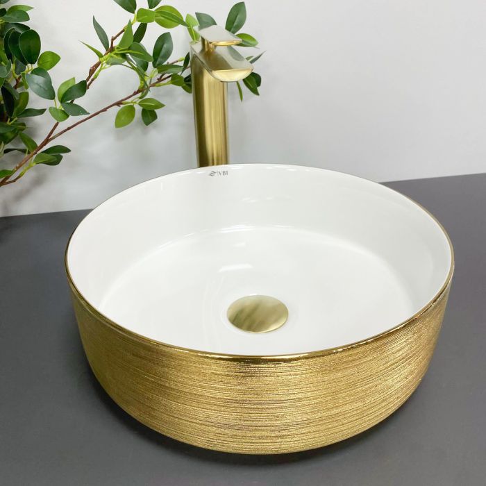 Умивальник VBI PRATO BRUSH GOLD WHITE накладний