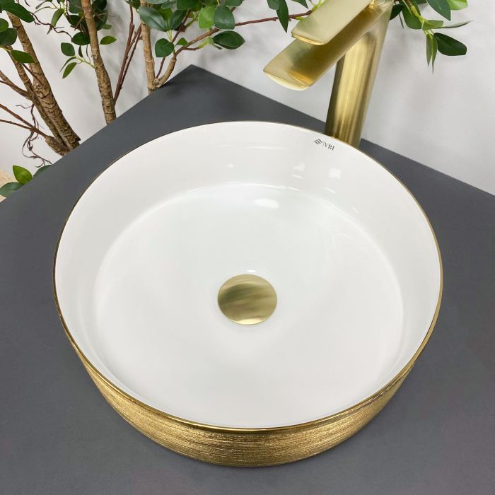 Умивальник VBI PRATO BRUSH GOLD WHITE накладний