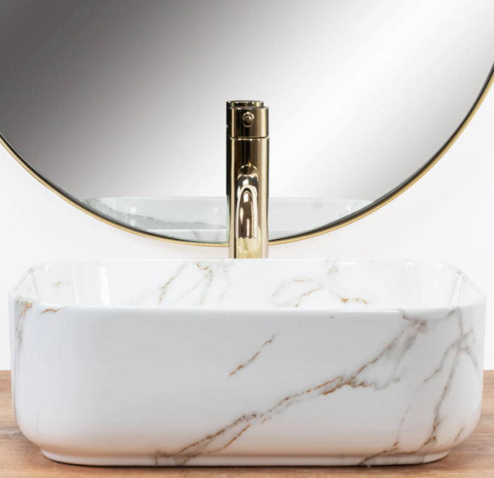 Умивальник REA DEMI MINI SHINY AIAX накладний мармур