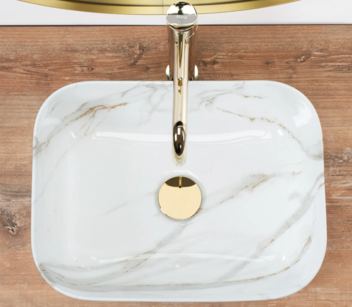 Умивальник REA DEMI MINI SHINY AIAX накладний мармур