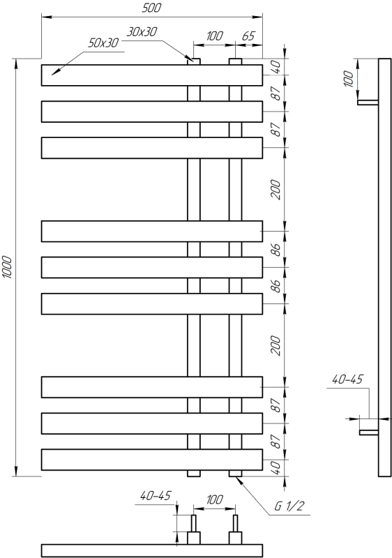 Рушникосушка GENESIS AQUA Magnum 100x53 водяна