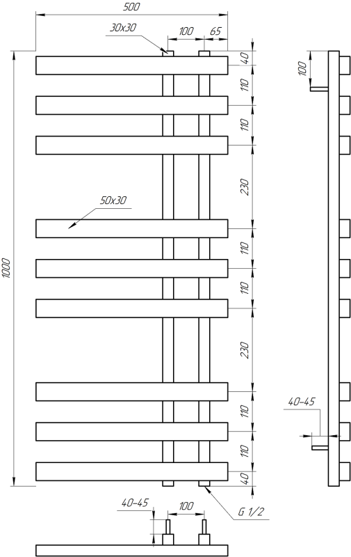 Сушка для рушників GENESIS AQUA Magnum 100x53 водяна