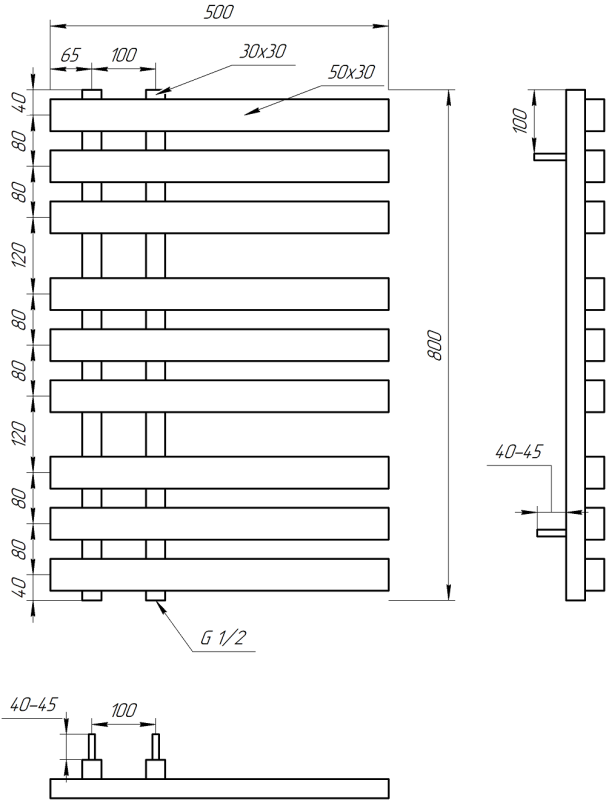 Сушка для рушників GENESIS AQUA Magnum 80x53 водяна