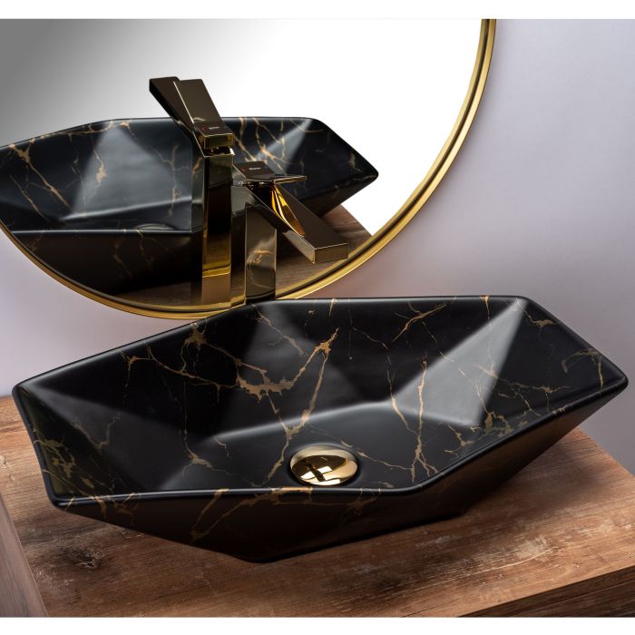 Умывальник REA VEGAS MARBLE BLACK MAT накладной черный