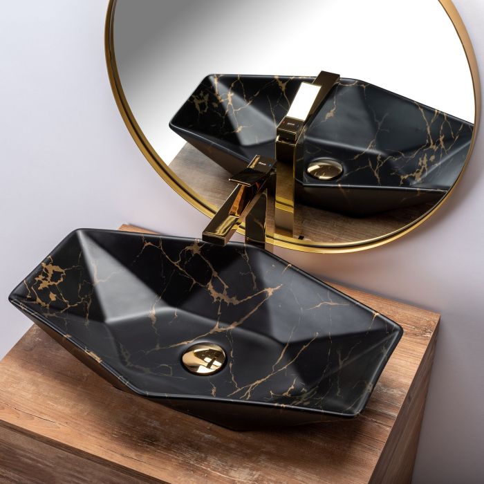 Умывальник REA VEGAS MARBLE BLACK MAT накладной черный