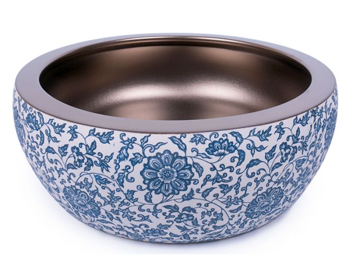 Умывальник накладной NEWARC Countertop голубой/бронза декор