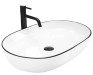 Умывальник REA CLEO 61 WHITE BLACK EDGE накладной