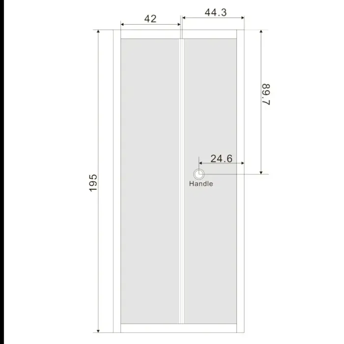 Дверь bifold 90*195, профиль хром, стекло прозрачное 5мм