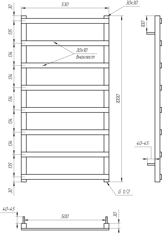Рушникосушка GENESIS AQUA Basis Light 100x53 електро