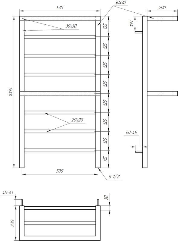 Полотенцесушитель GENESIS AQUA Aro 100x53 водяной