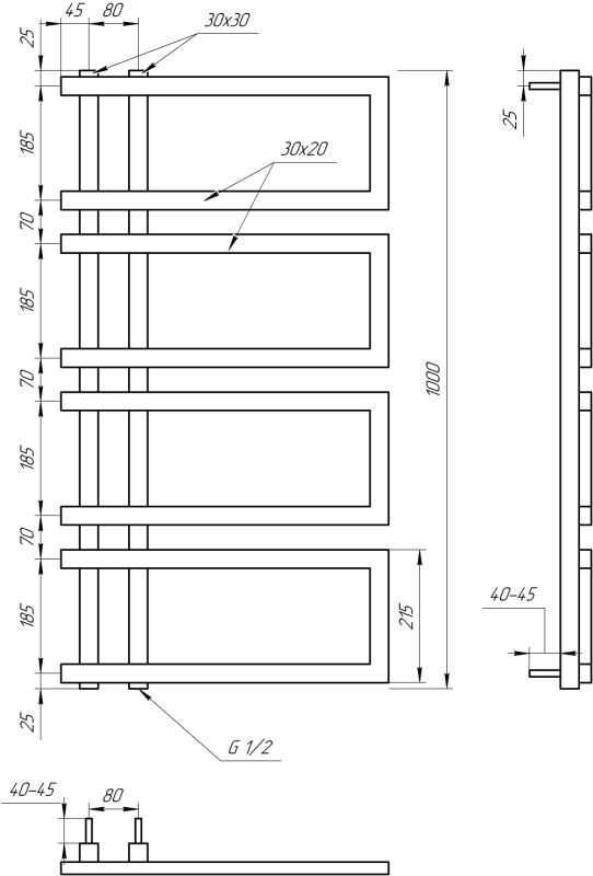Полотенцесушитель GENESIS AQUA Enzo 100x53 электро