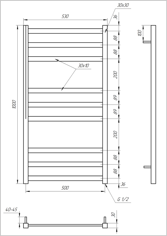Рушникосушка GENESIS AQUA Tristar 100x53 електро