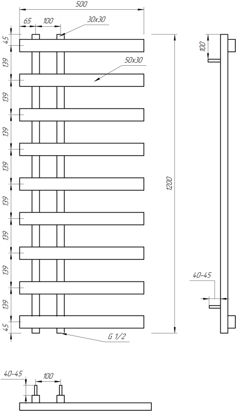 Рушникосушка GENESIS AQUA Split 120x53 водяна