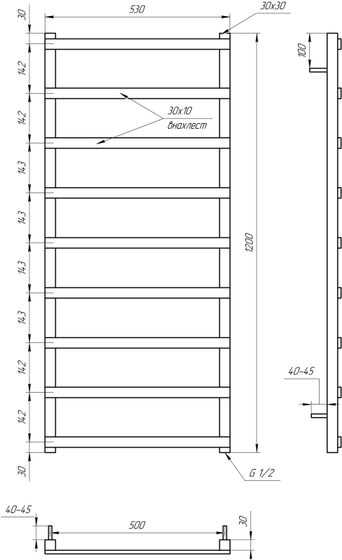Полотенцесушитель GENESIS AQUA Basis Light 120x53 электро