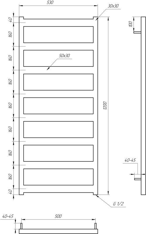 Рушникосушка GENESIS AQUA Nova 120x53 водяна