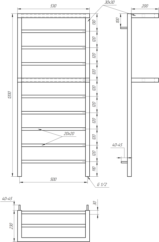 Полотенцесушитель GENESIS AQUA Aro 120x53 электро