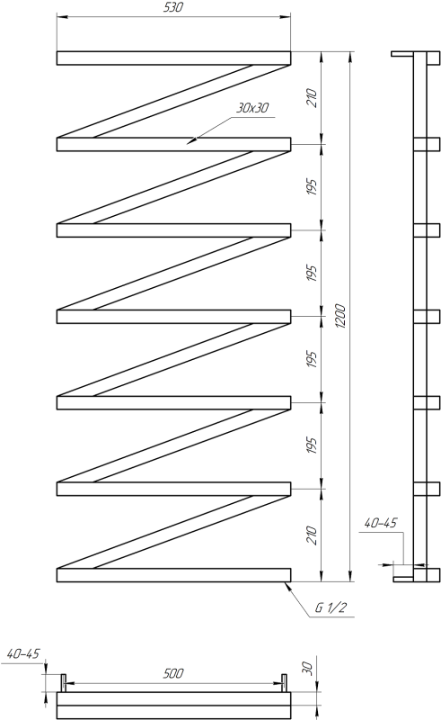 Рушникосушка GENESIS AQUA ZigZag 120x53 водяна