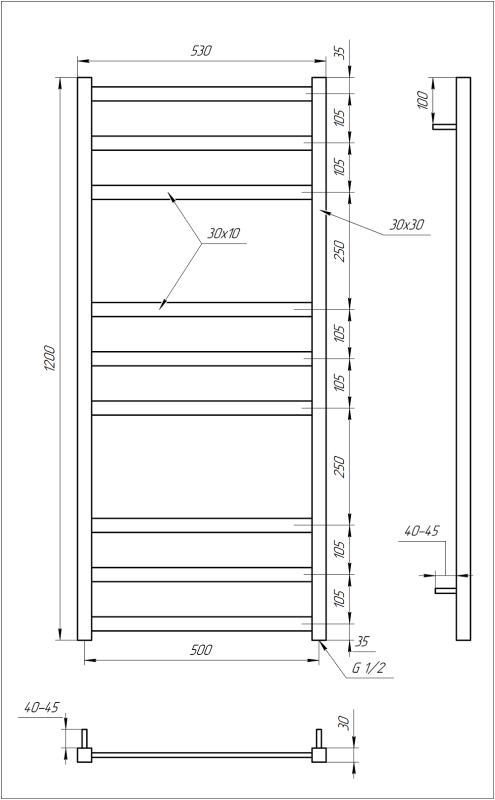 Рушникосушка GENESIS AQUA Tristar 120x53 електро