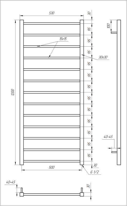 Полотенцесушитель GENESIS AQUA Flat 120x53 электро