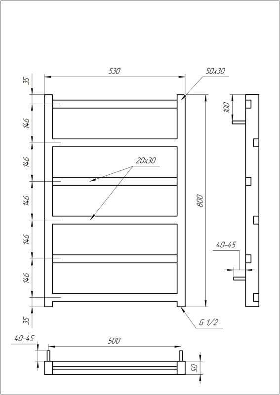 Полотенцесушитель GENESIS AQUA Level 80x53 электро