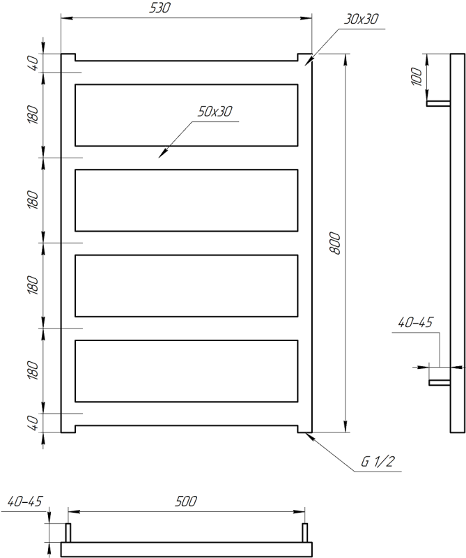 Полотенцесушитель GENESIS AQUA Nova 80x53 электро