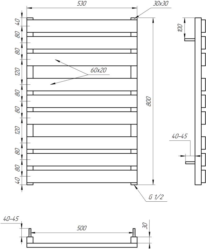 Полотенцесушитель GENESIS AQUA Alpina 80x53 электро
