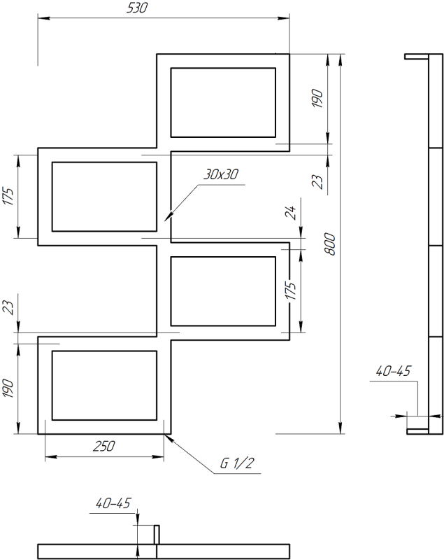 Полотенцесушитель GENESIS AQUA Fito 80x53 водяной