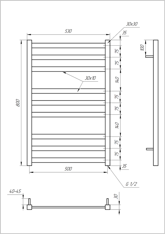 Рушникосушка GENESIS AQUA Tristar 80x53 водяна