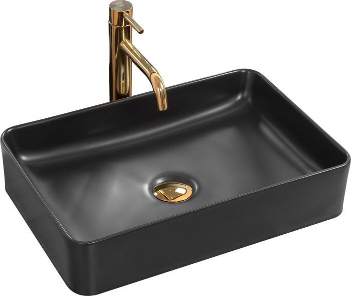 Умывальник REA AVIA BLACK MAT накладной черный матовый