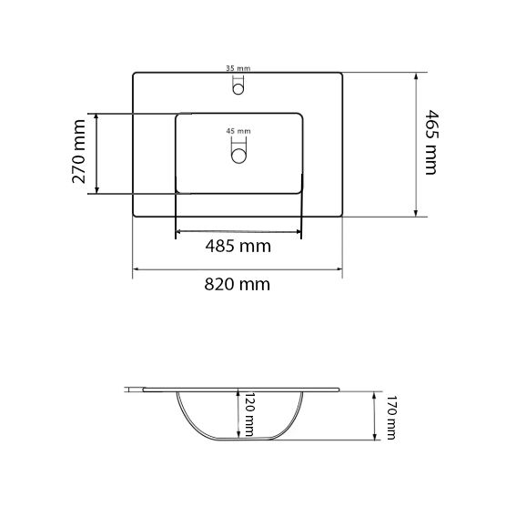 Умивальник VBI FERRARA 80 WHITE врізний