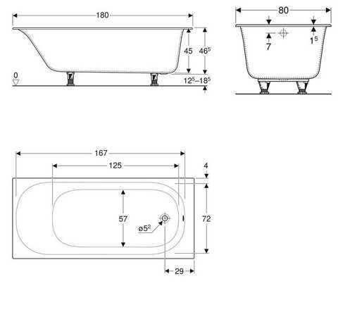 Ванна прямоугольная с ножками Soana Slim rim 180x80 554.015.01.1 Geberit