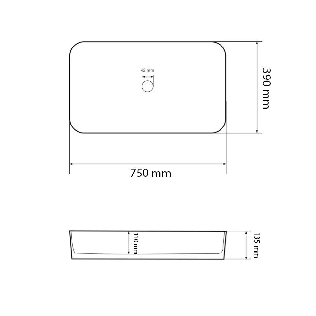 Умывальник VBI VESTONE 75 WHITE накладной