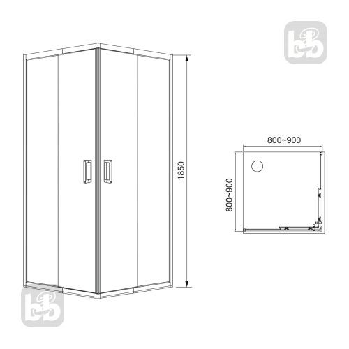Душова кабіна VI`Z CС 85*85*185см квадратна, профіль хром, скло прозоре