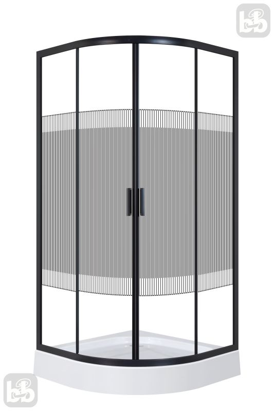 Душевая кабина TISZA BS 90*90*200см, с поддоном 15см, профиль черный, стекло "Spagetti"