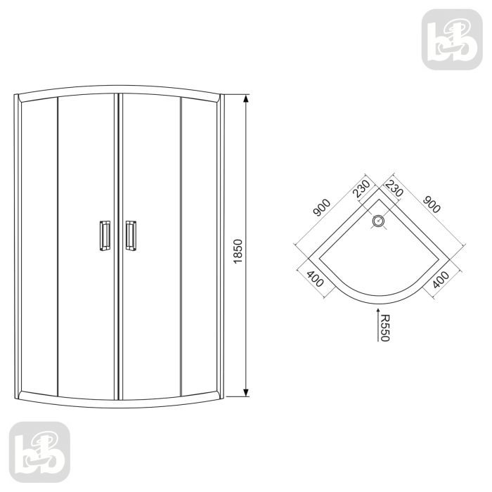 Душова кабіна TISZA 90*90*185см , профіль білий, скло Zuzmara