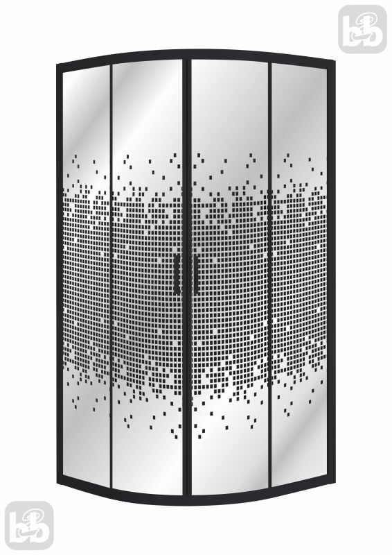 Душова кабіна TISZA BN 90*90*200см, на дрібному піддоні, профіль чорний, скло "Negy"
