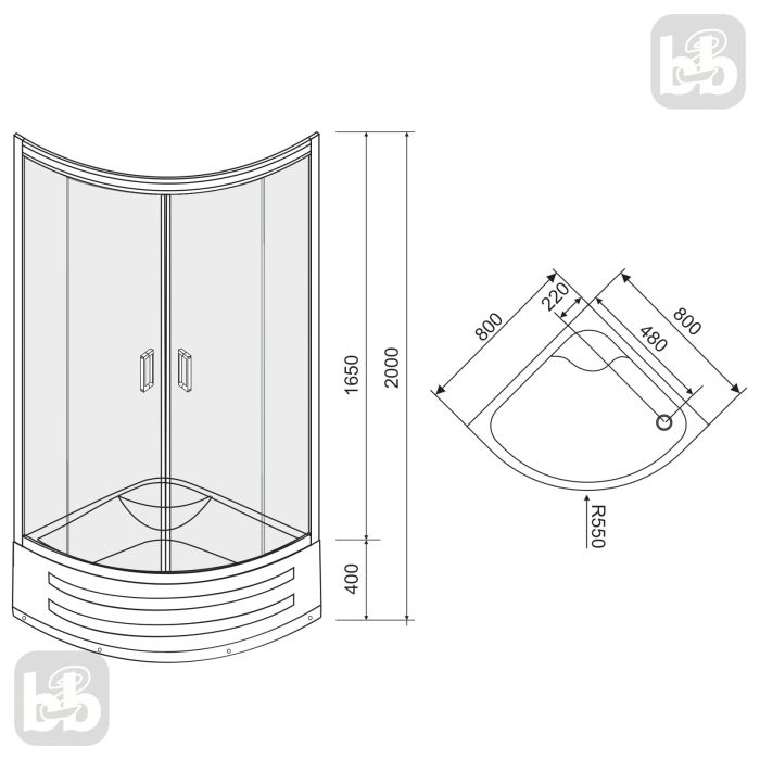 Душова кабіна TISZA MELY 80*80*200 см, на глибокому піддоні, Zuzmara