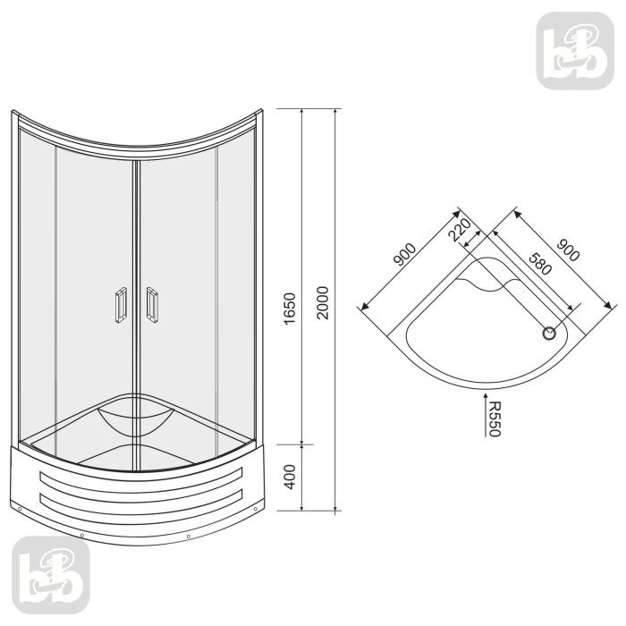 Душова кабіна TISZA MELY 90*90*200 см, на глибокому піддоні, Zuzmara