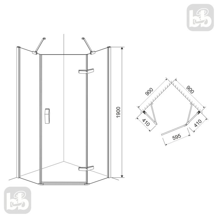 Душевая кабина STEFANI 90*90*190см пятиугольная