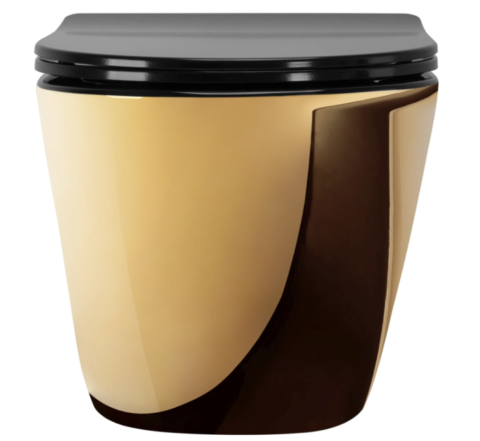 Підвісний унітаз REA CARLO FLAT MINI GOLD BLACK