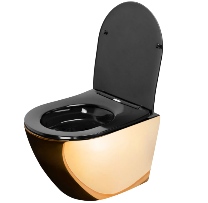 Підвісний унітаз REA CARLO FLAT MINI GOLD BLACK