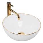 Умивальник REA STELLA WHITE GOLD EDGE білий накладний