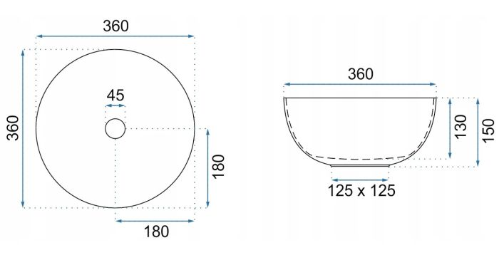 Умывальник REA STELLA WHITE GOLD EDGE белый накладной